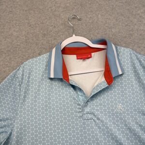 Redvanly Polo Shirt Mens Extra Large Blue Geometric Print AOP Golf Performance